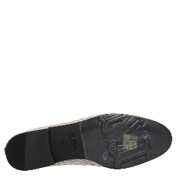 Beige Fabric Slip-On Loafers