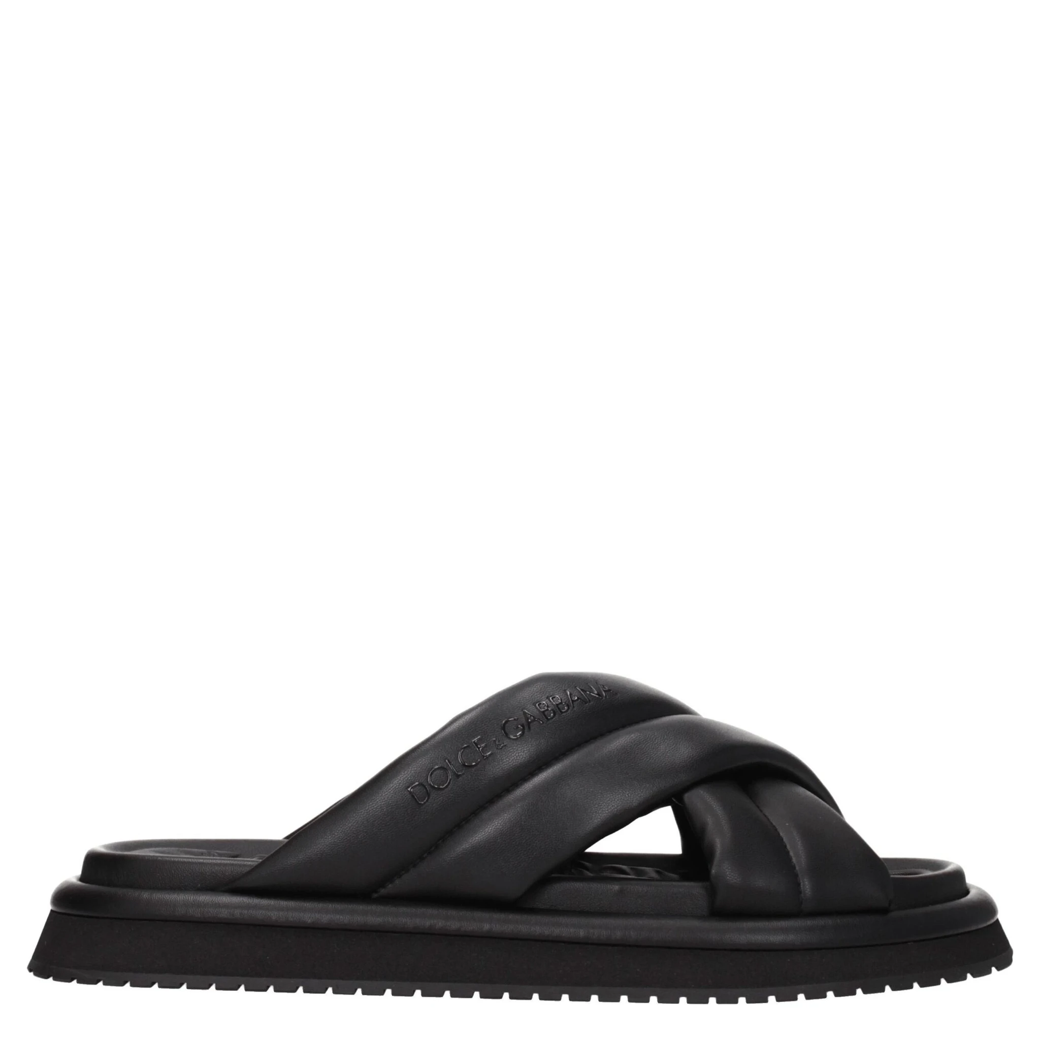 Black Leather Slippers