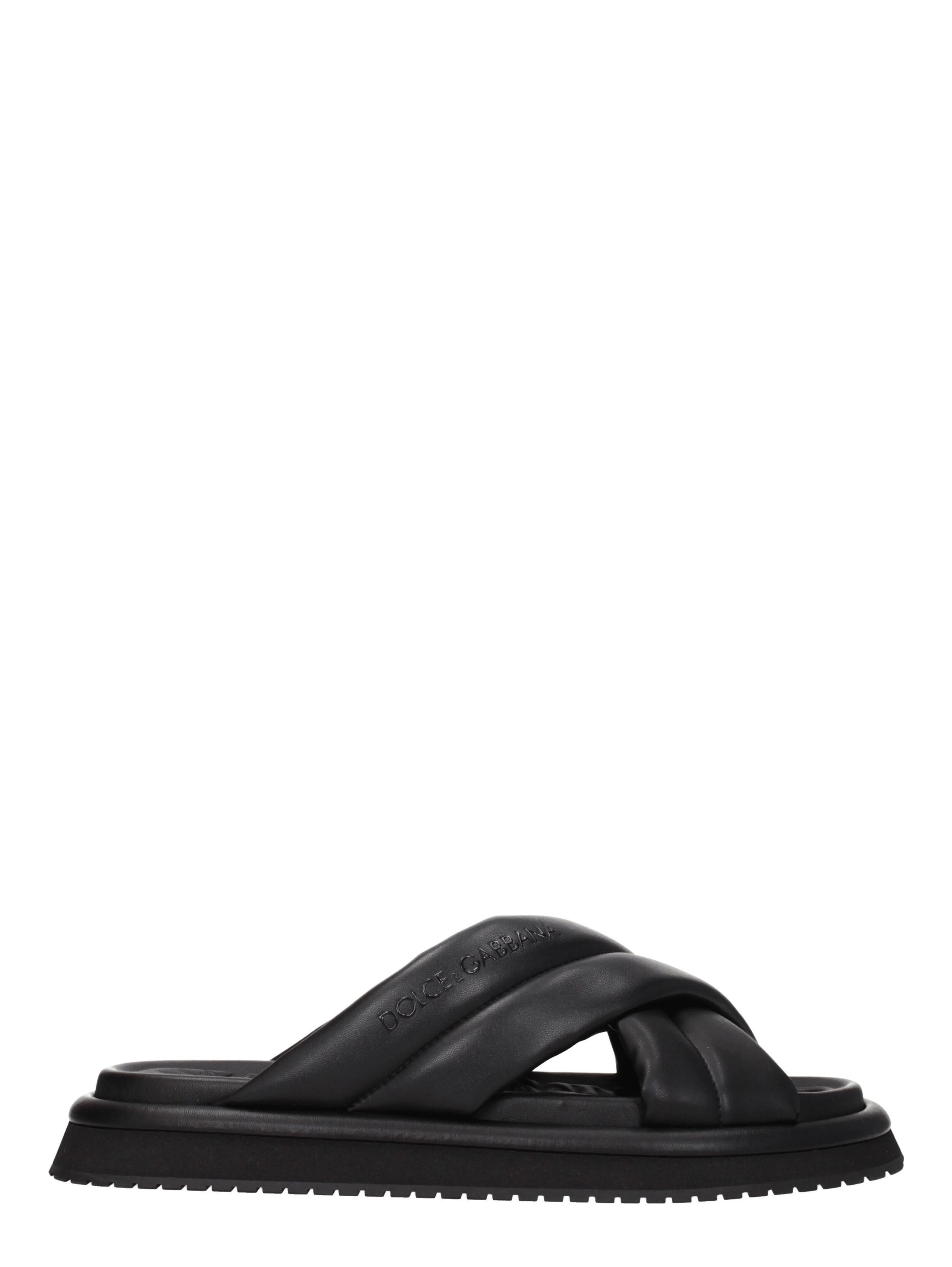 Black Leather Slippers