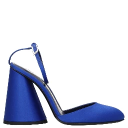 Blue Satin Platform Sandals
