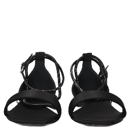 Black Satin Flat Sandals