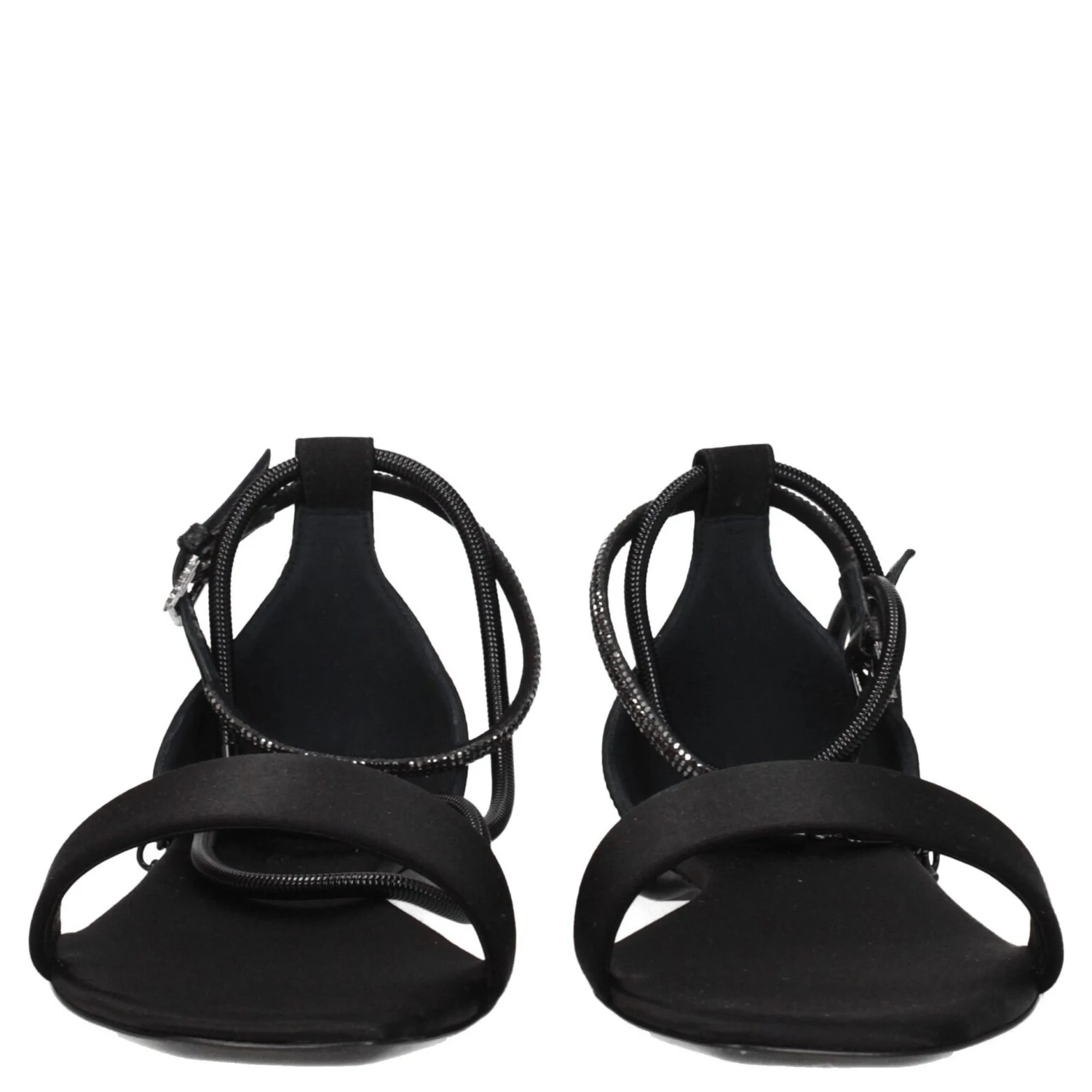 Black Satin Flat Sandals