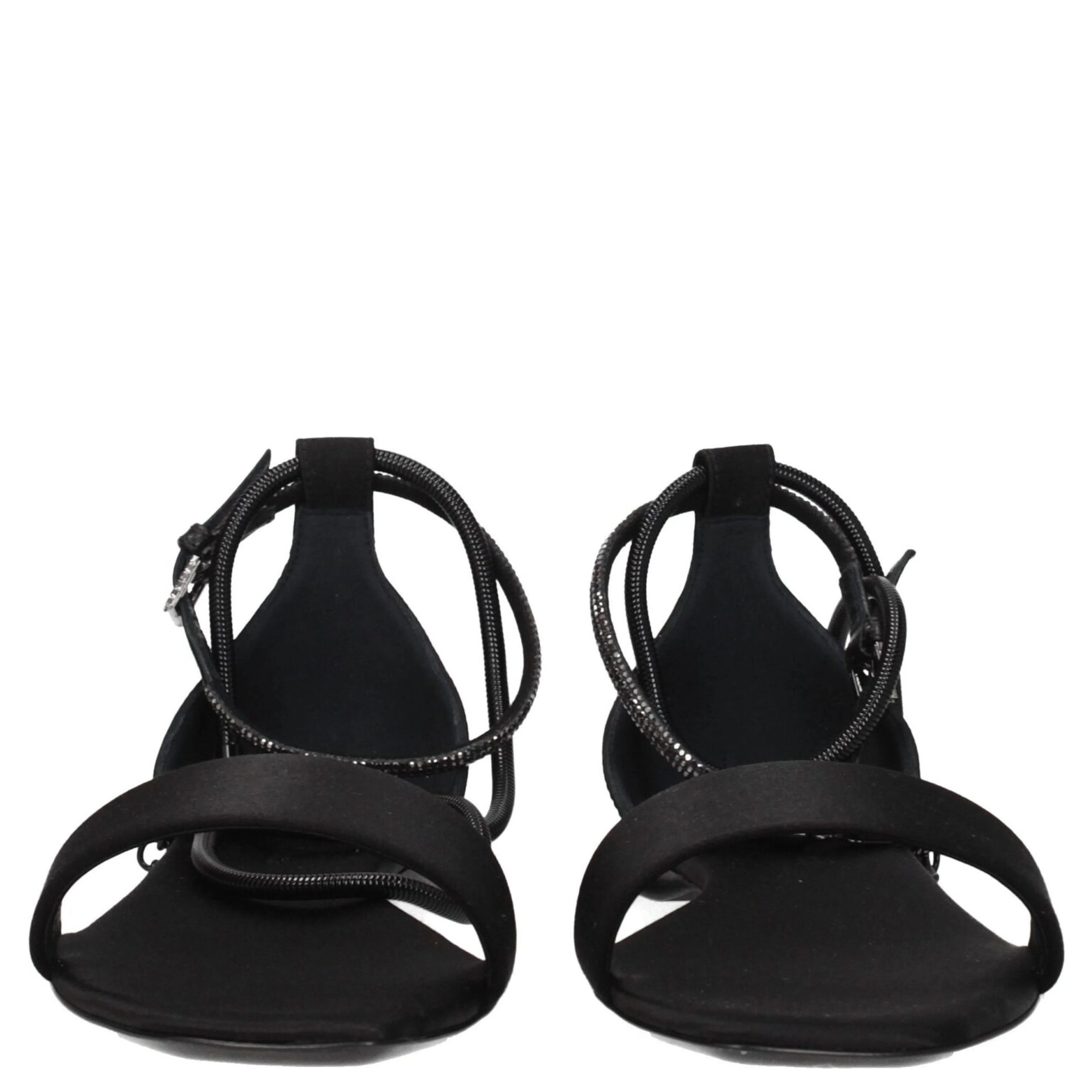 Black Satin Flat Sandals