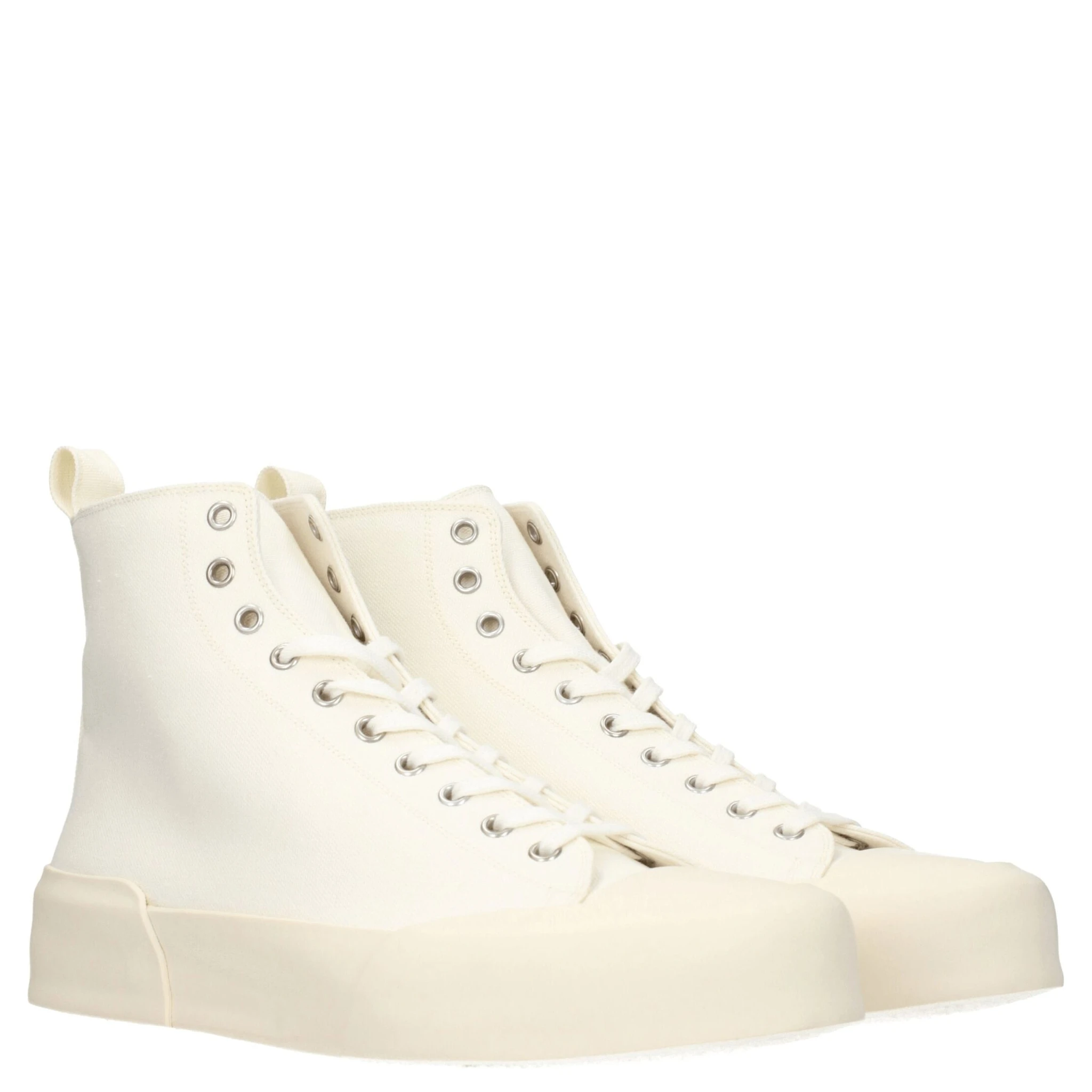 Beige Fabric High Top Sneakers