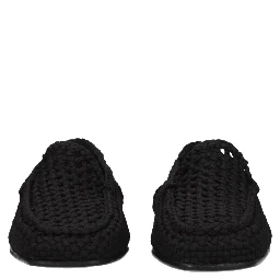 Black Fabric Slip-On Loafers