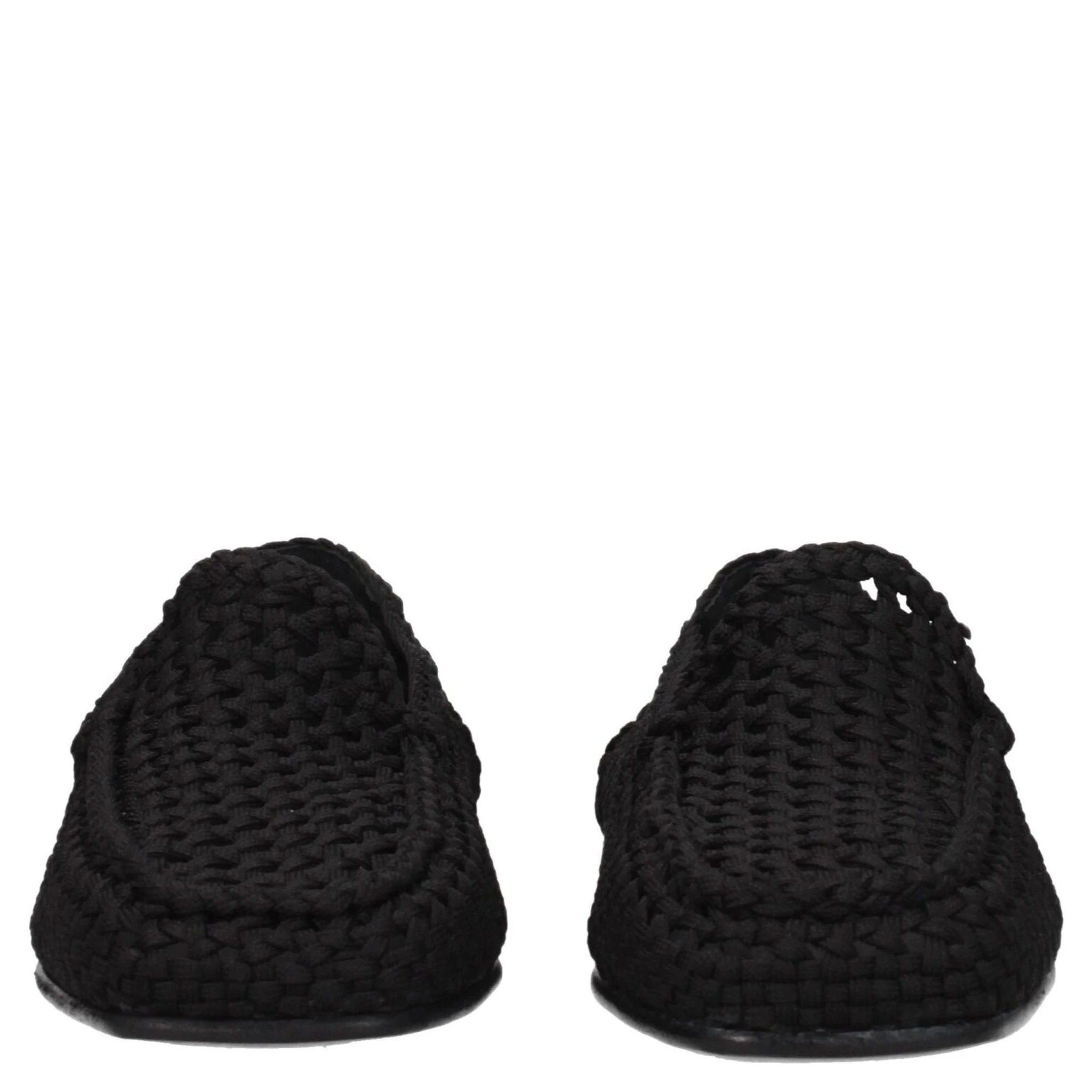 Black Fabric Slip-On Loafers
