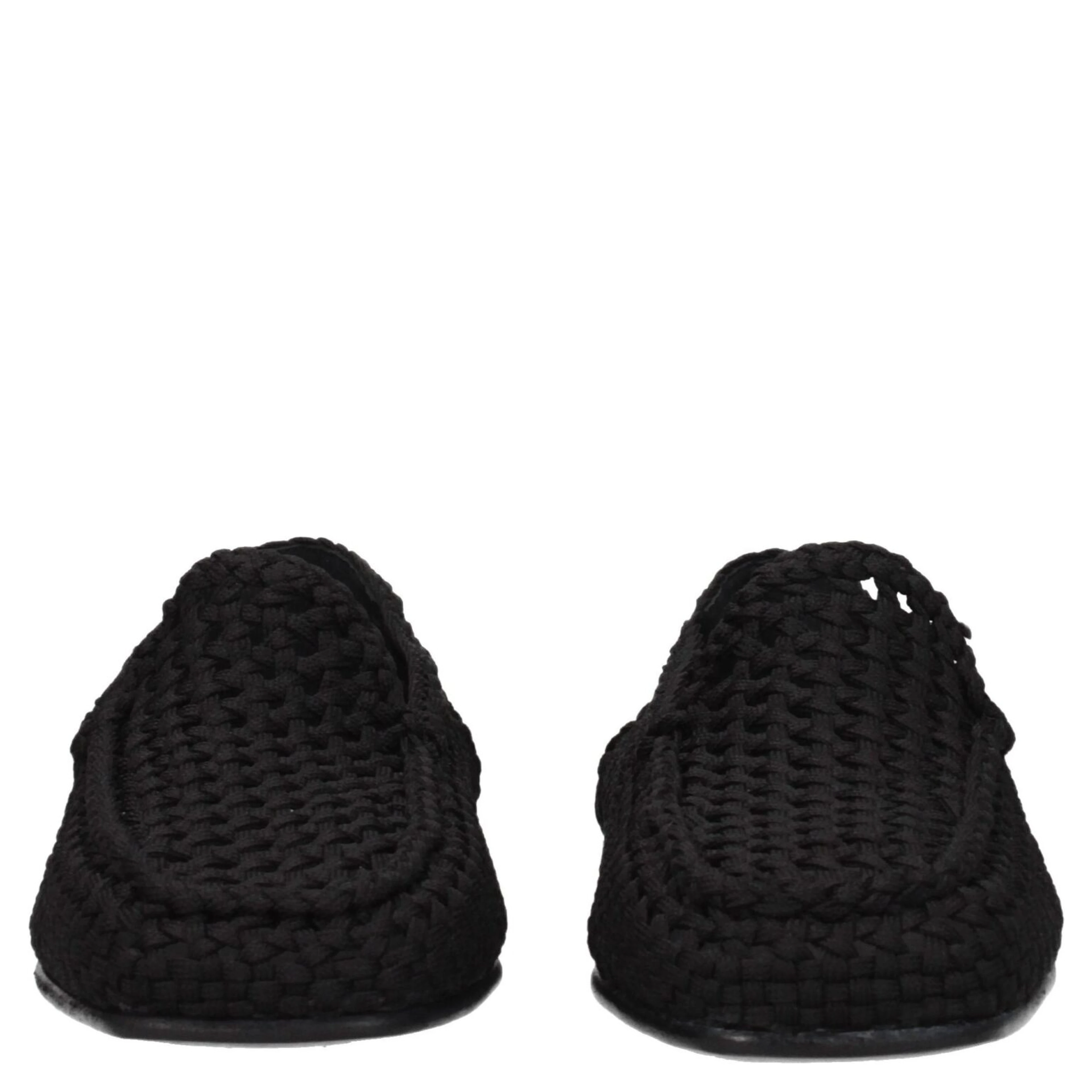 Black Fabric Slip-On Loafers