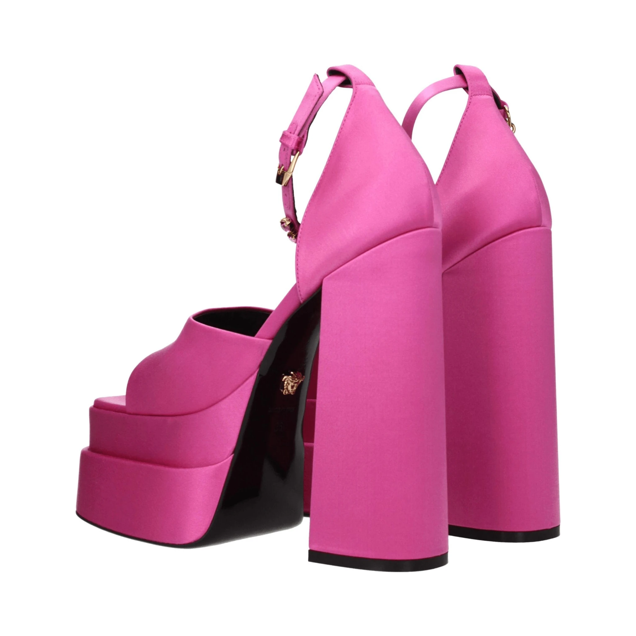 Pink Satin Platform Sandals