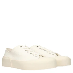 Beige Fabric Low Top Sneakers