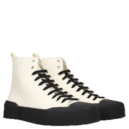 Beige Fabric High Top Sneakers