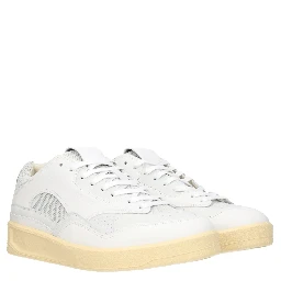 White Leather Low Top Sneakers