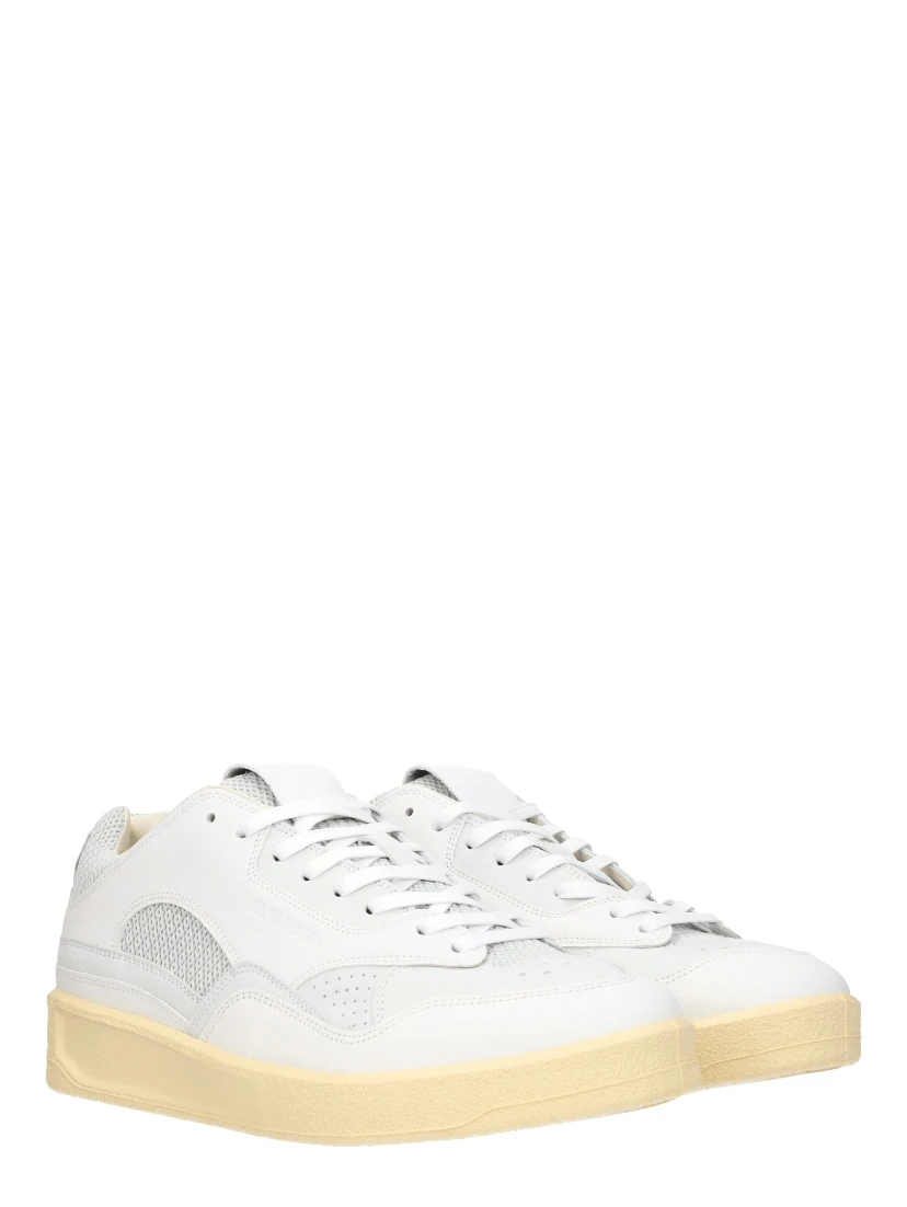White Leather Low Top Sneakers