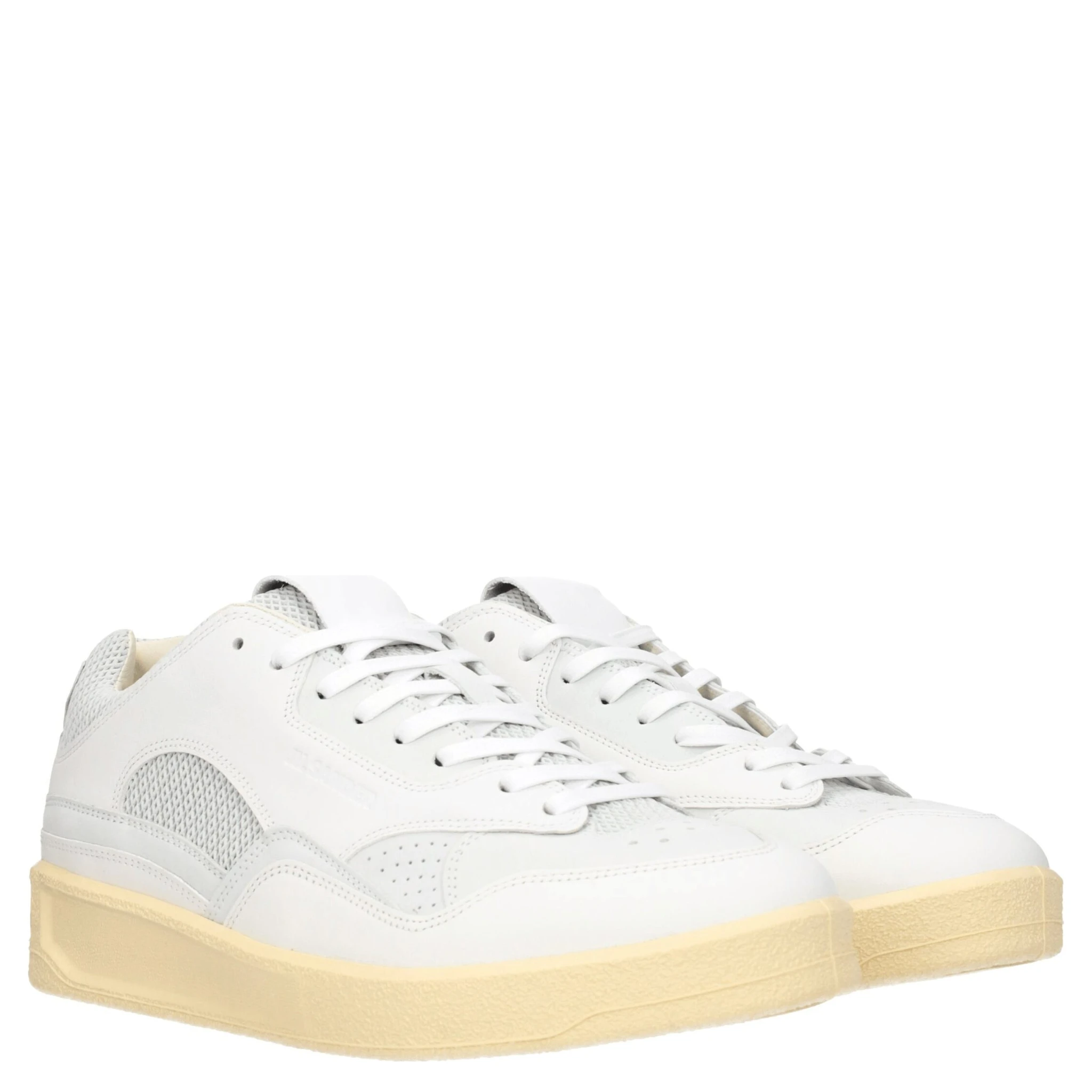 White Leather Low Top Sneakers