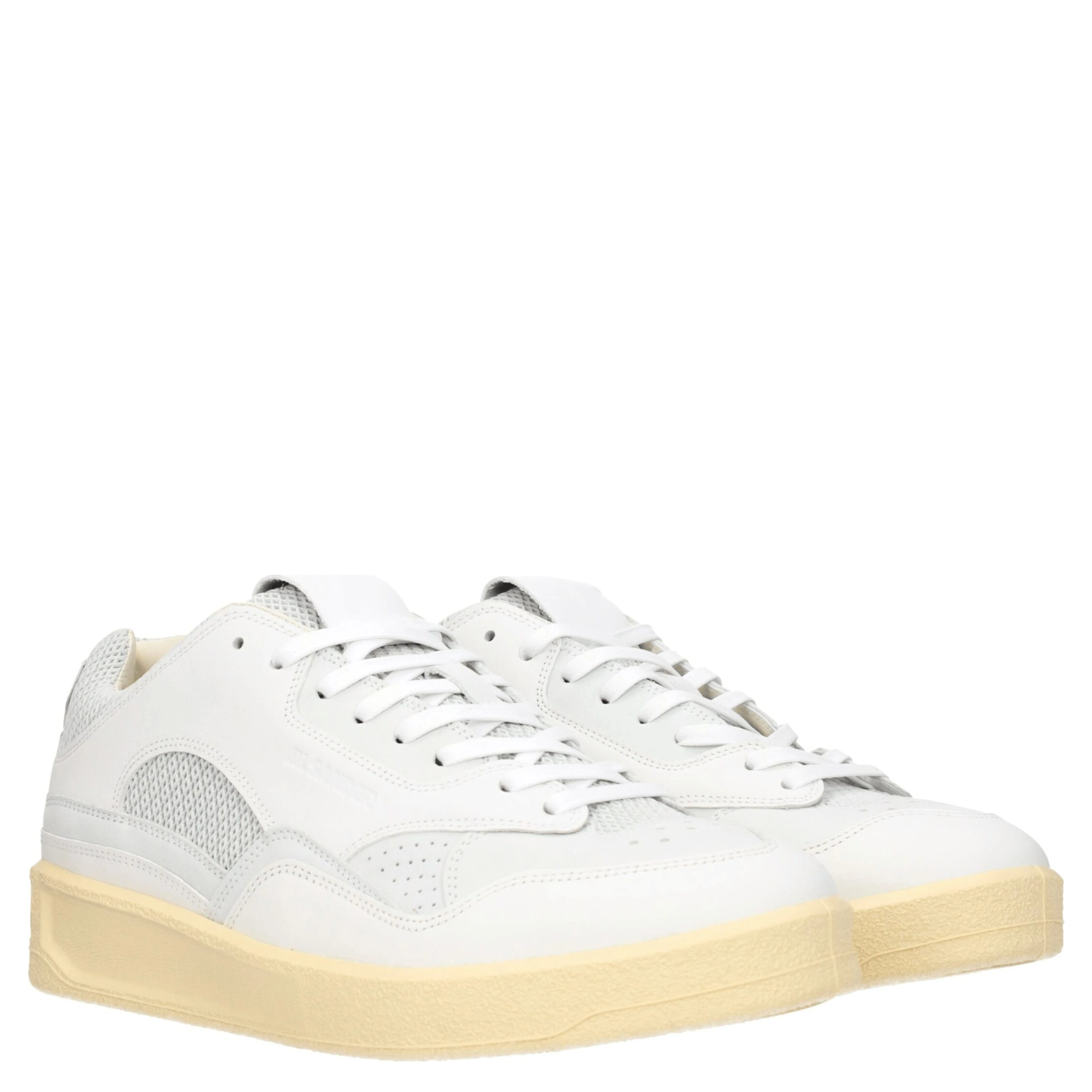 White Leather Low Top Sneakers