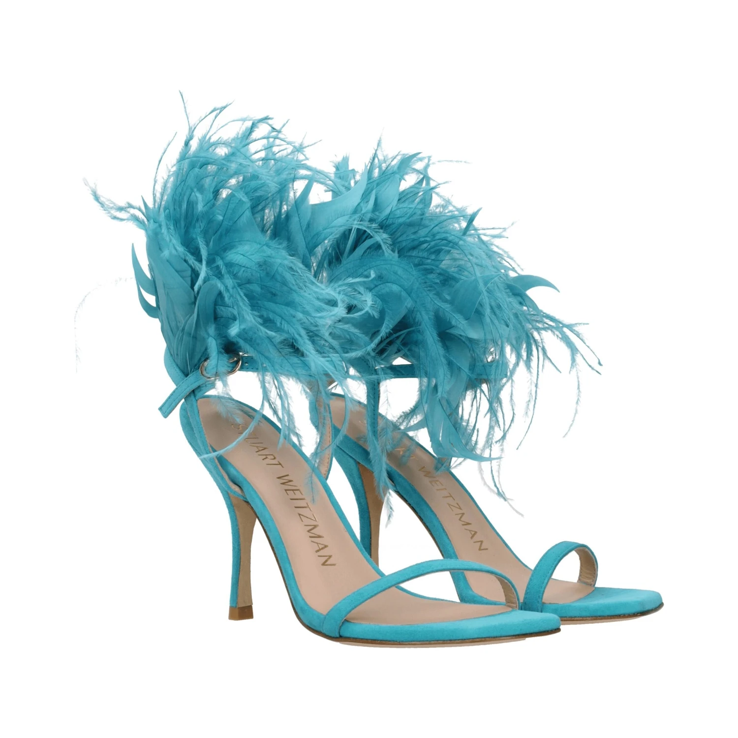 Green Leather Stiletto Heel Sandals
