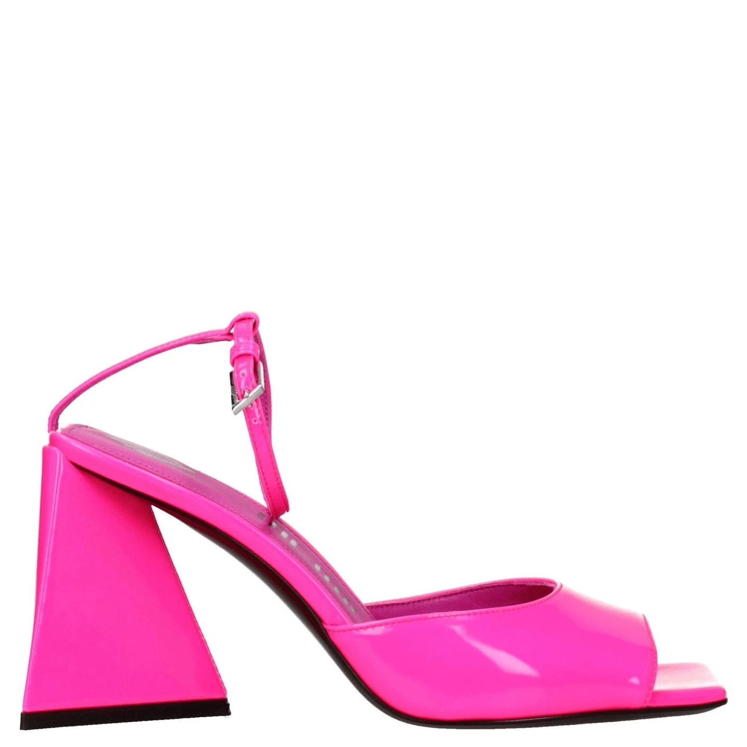 Pink Leather Stiletto Heel Sandals