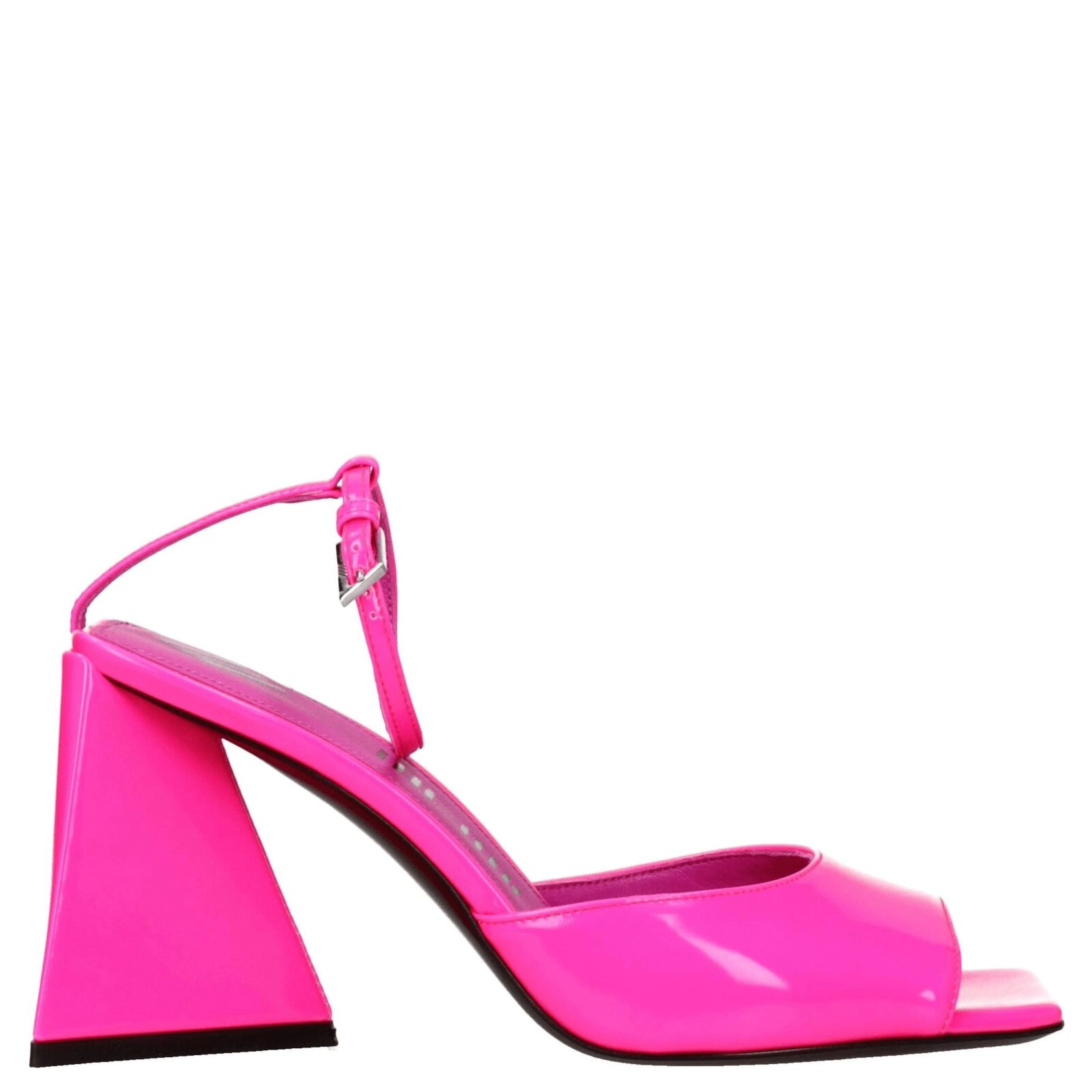 Pink Leather Stiletto Heel Sandals