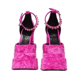 Pink Velvet Platform Sandals