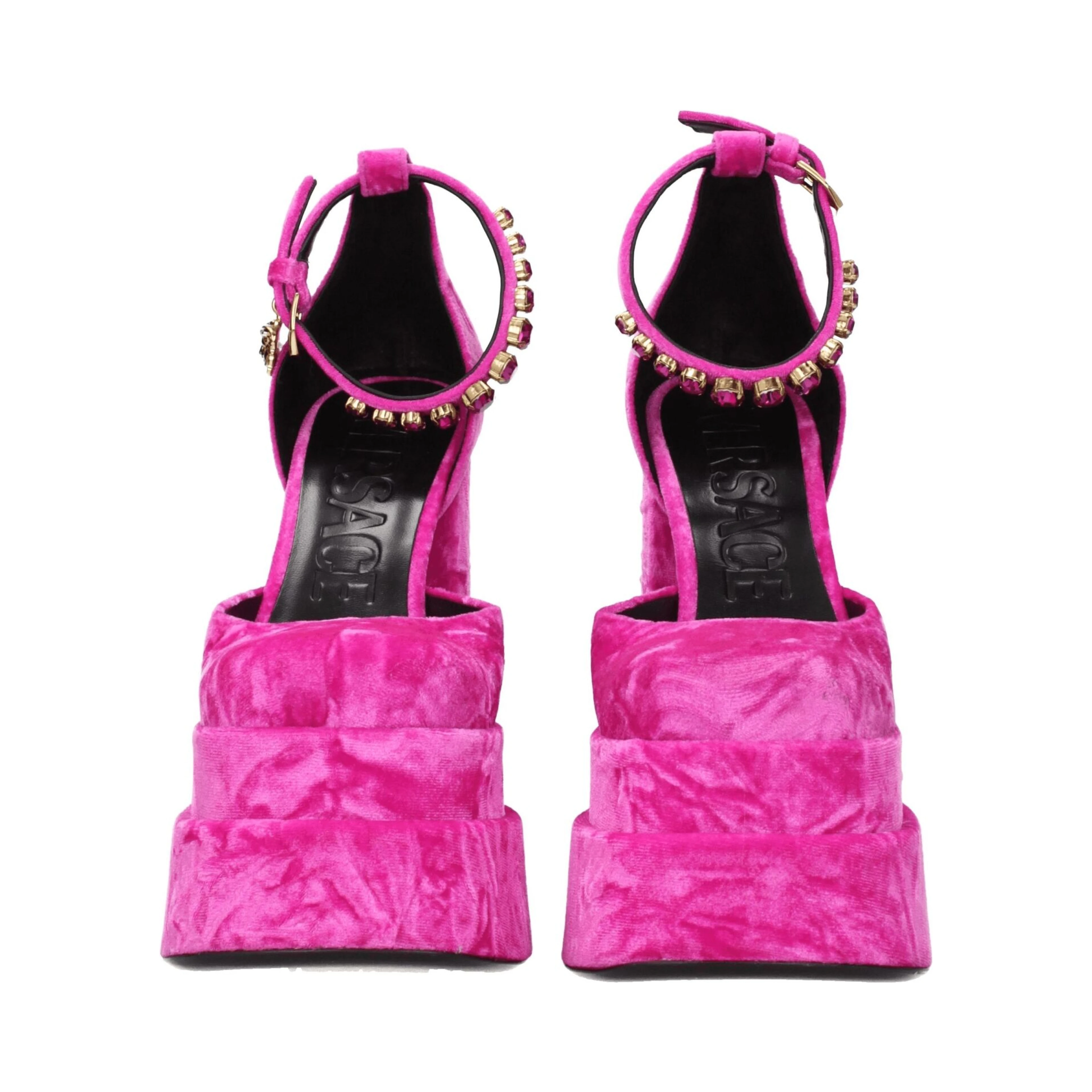 Pink Velvet Platform Sandals