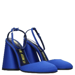 Blue Satin Platform Sandals