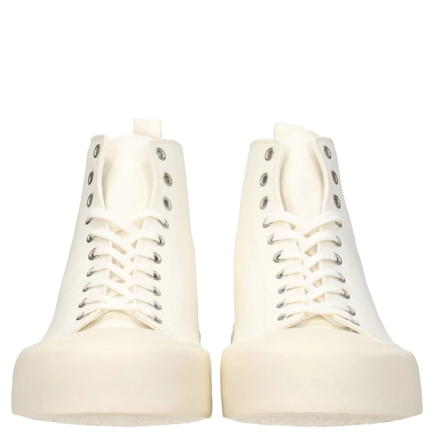 Beige Fabric High Top Sneakers