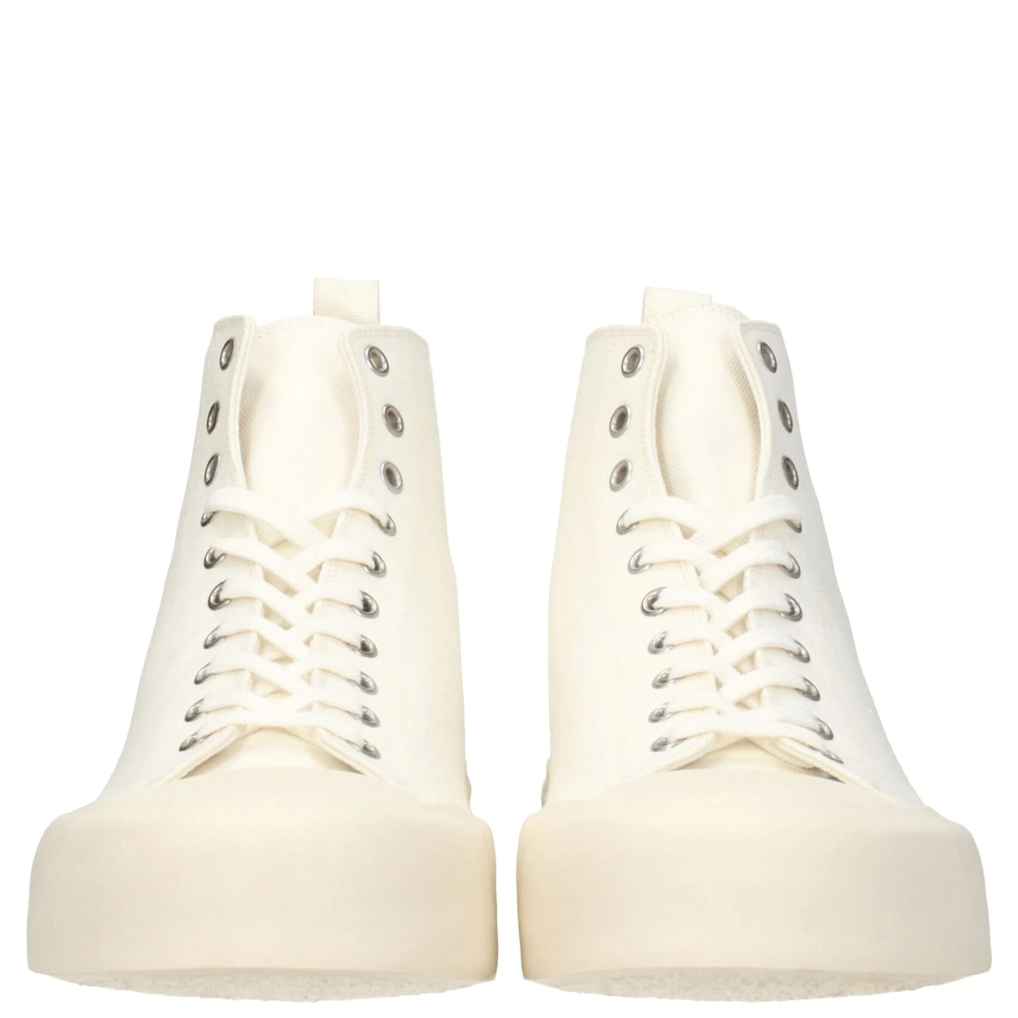 Beige Fabric High Top Sneakers