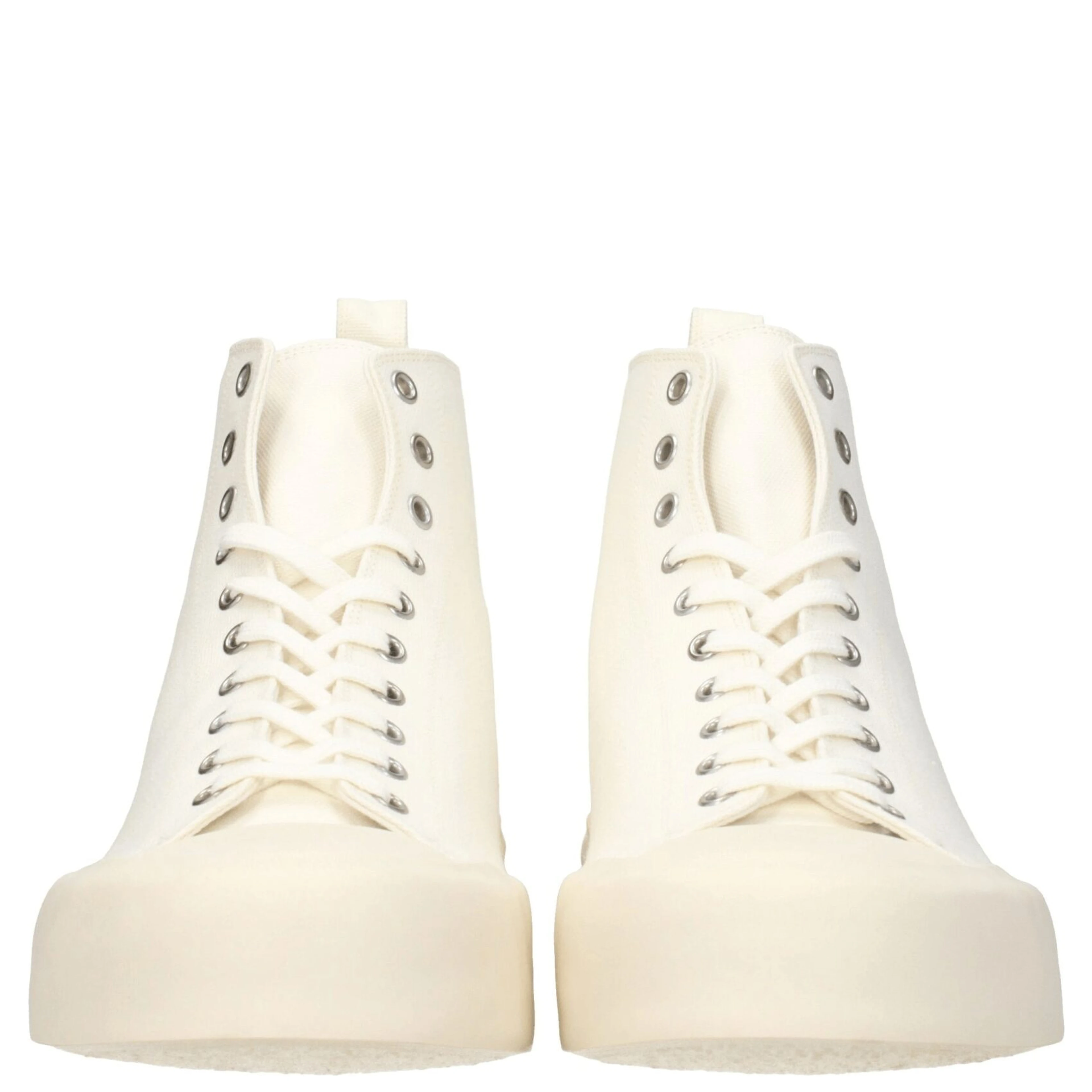 Beige Fabric High Top Sneakers