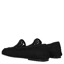 Black Fabric Slip-On Loafers