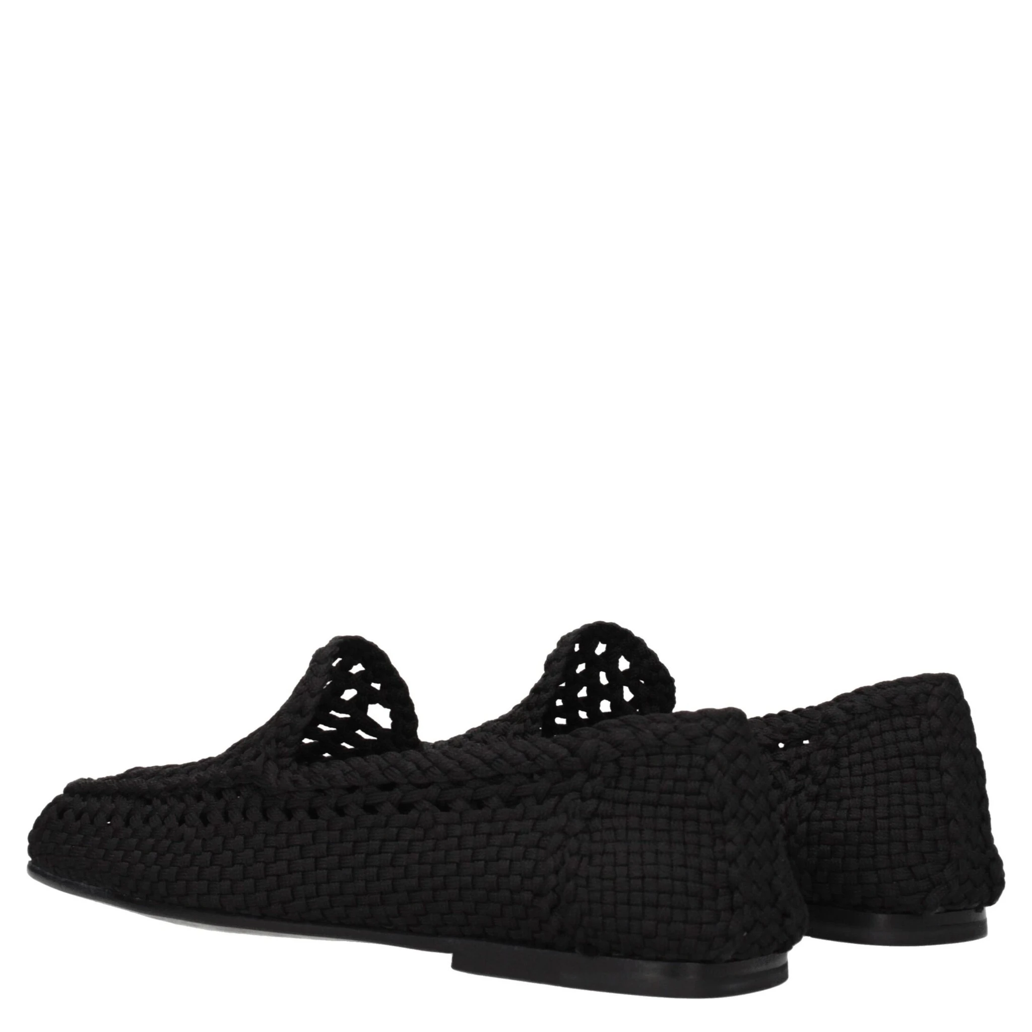 Black Fabric Slip-On Loafers