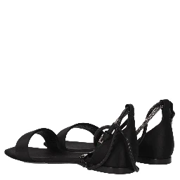 Black Satin Flat Sandals