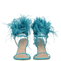 Green Leather Stiletto Heel Sandals