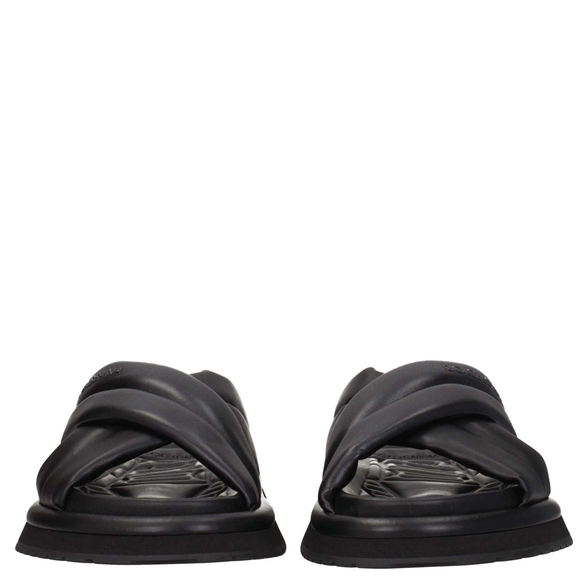 Black Leather Slippers