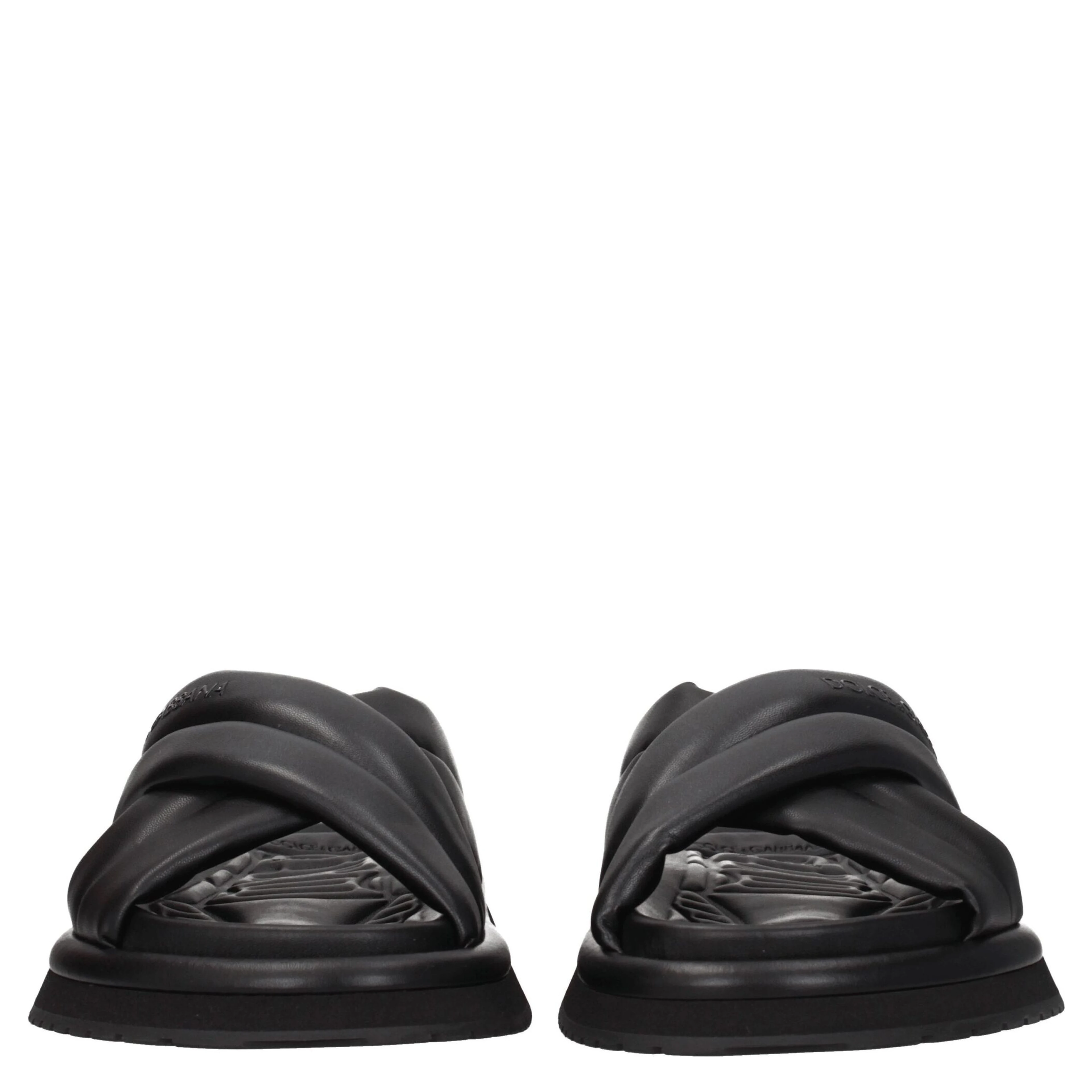 Black Leather Slippers