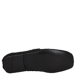 Black Fabric Slip-On Loafers
