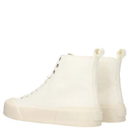 Beige Fabric High Top Sneakers