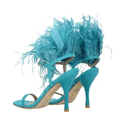Green Leather Stiletto Heel Sandals