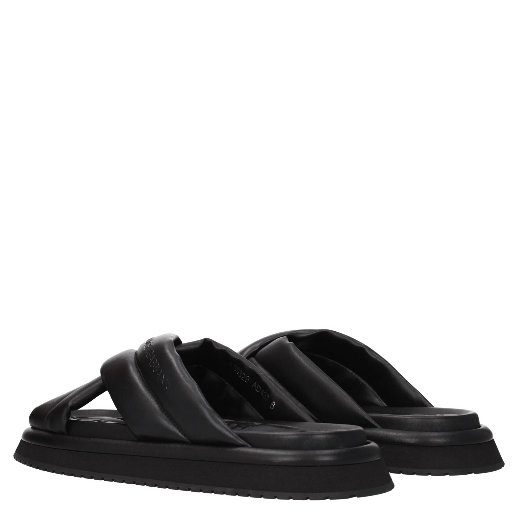 Black Leather Slippers