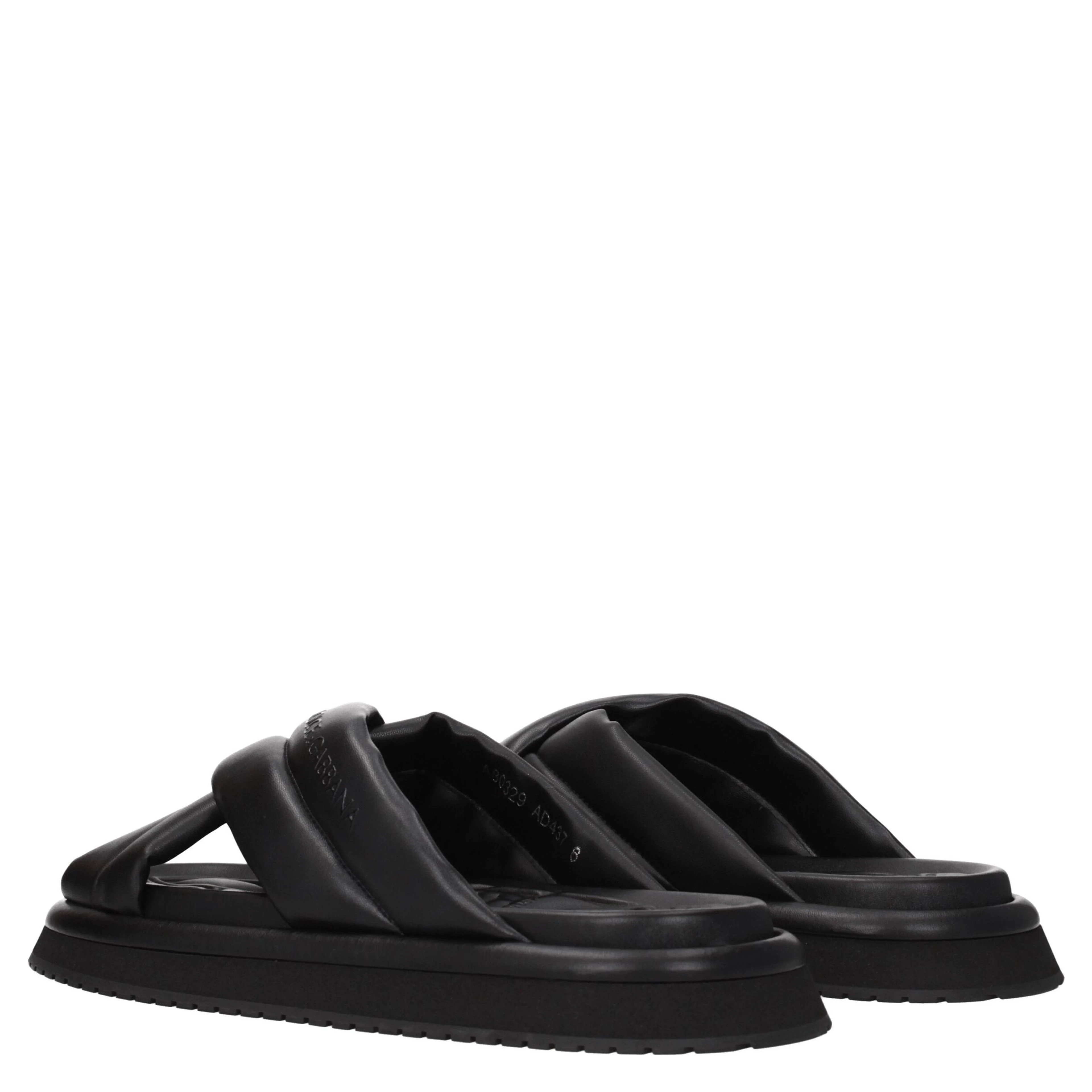 Black Leather Slippers