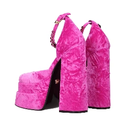 Pink Velvet Platform Sandals