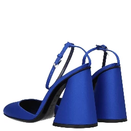 Blue Satin Platform Sandals