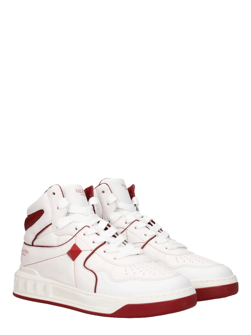 White Leather High Top Sneakers