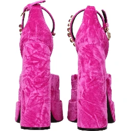 Pink Velvet Platform Sandals