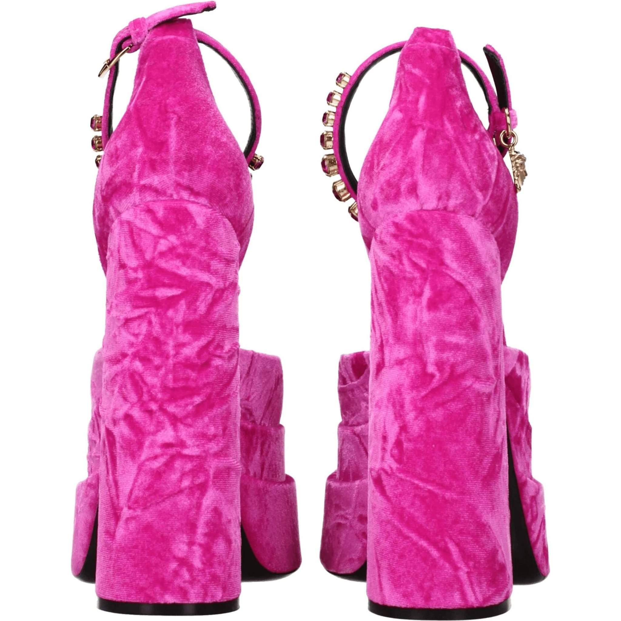Pink Velvet Platform Sandals