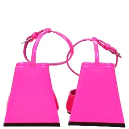 Pink Leather Stiletto Heel Sandals
