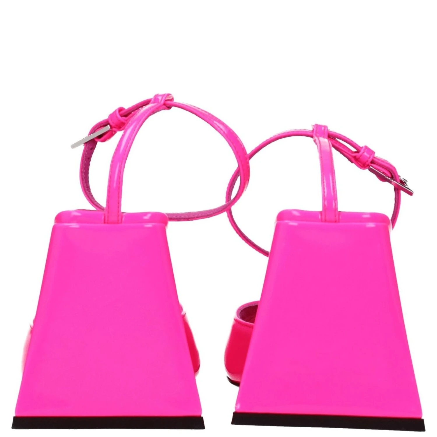 Pink Leather Stiletto Heel Sandals