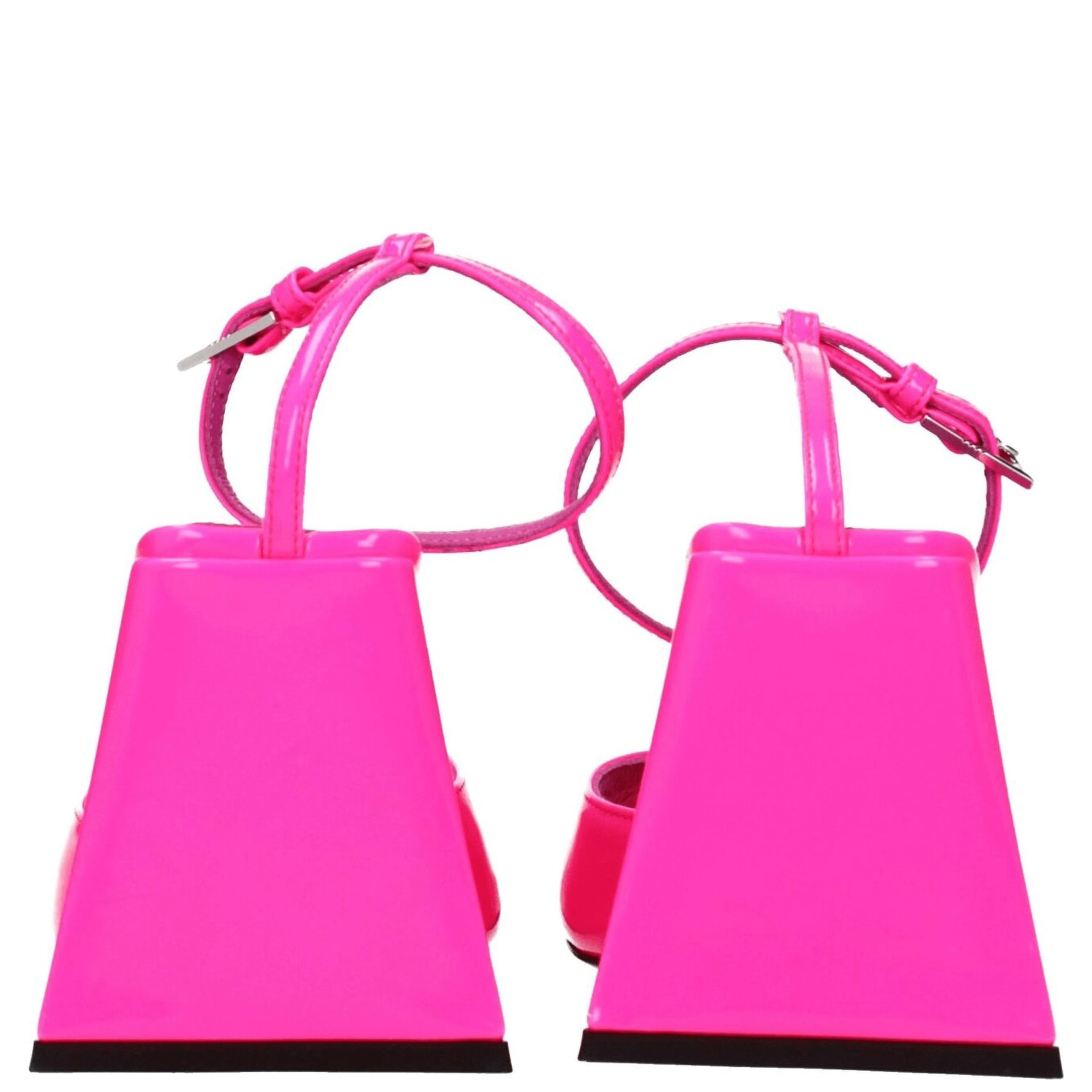 Pink Leather Stiletto Heel Sandals