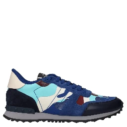 Blue Leather Athletic Sneakers