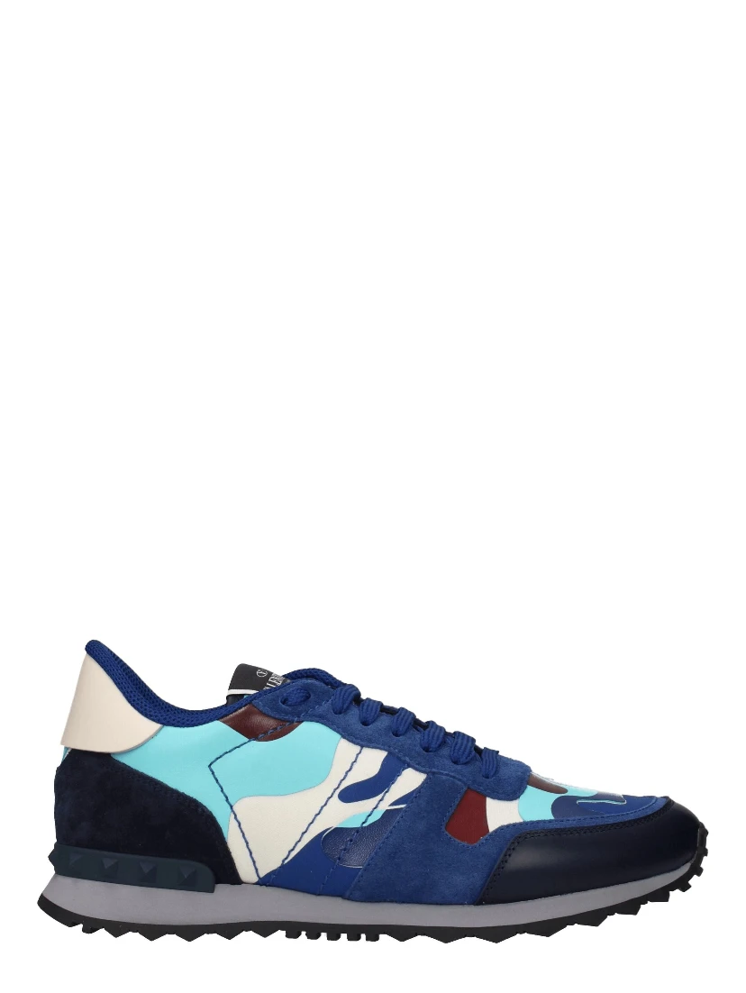 Blue Leather Athletic Sneakers