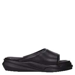 Black Leather Slippers