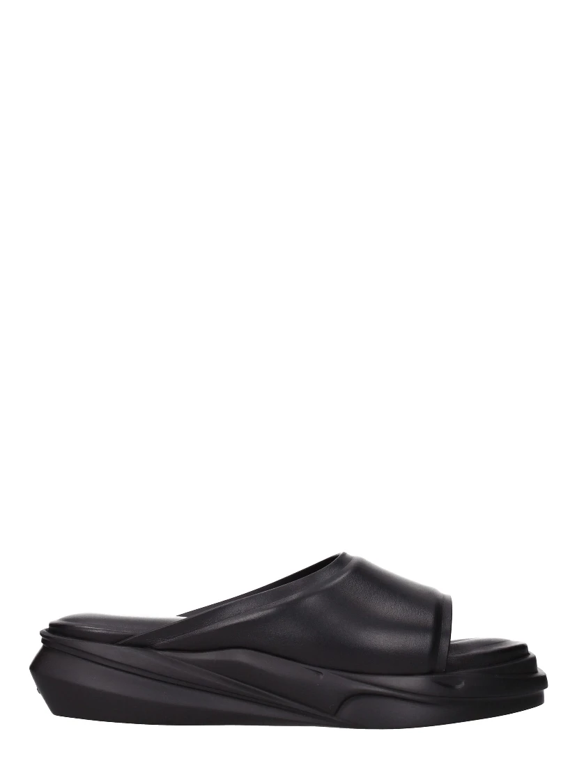 Black Leather Slippers